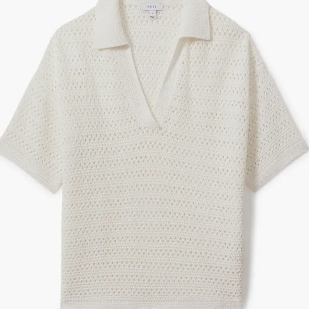 Reiss Ivory Knit Polo Top